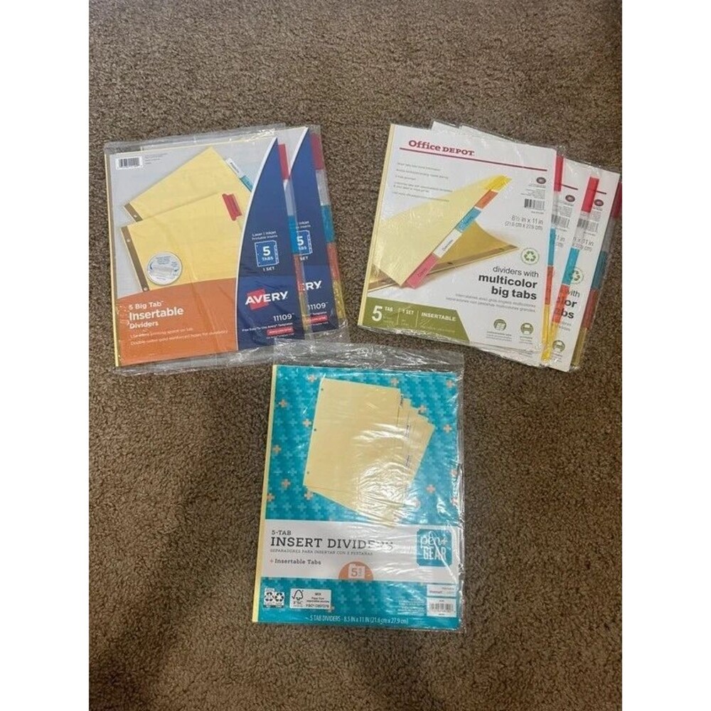 6 packs of 5 tab dividers